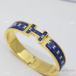 Best Replica Hermes Clic-Clac H Bracelet in Blue Enamel Gold Hardware